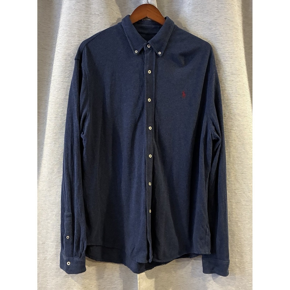 Ralph Lauren NAVY HEATHER Feather Weight Mesh Shirt Men's XL Polo Pony